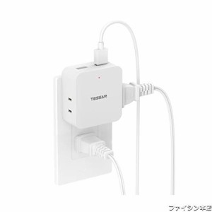 TESSAN USB 電源タップ 3個AC口 2個USBポート コンセント 分岐 コーナータップ 薄型 蛸足コンセント 雷ガード タコ足配線 小型