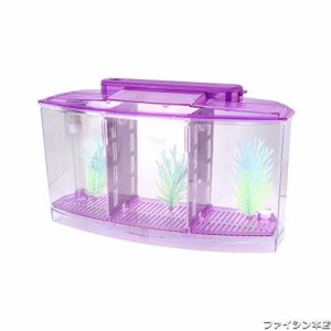 ミニ水槽 小魚 ベタ グッピー 透明アクリル素材 高透過率 水槽セット オフィス 寝室 リビングルーム(紫の)