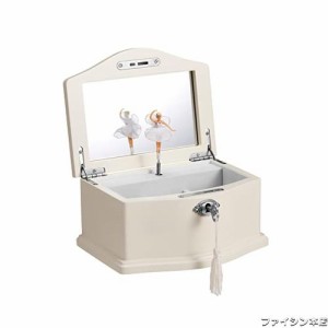 JOZEN GIFT 可愛い木製バレリーナの音楽ジュエリーボックス、ピンク＆ホワイトの少女用ジュエリー収納音楽ボックス (ホワイト/ピンク)… 