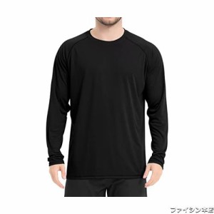 [Muxuryee] ラッシュガード メンズ 長袖 ドライtシャツ ロングスリーブ 水着 体型カバー 日焼け予防 水陸両用 冷感 吸汗速乾 3020 BK S