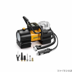 AstroAI エアコンプレッサー タイヤ 空気入れ 自動車用 電動空気入れ 150PSI DC12V シガーソケット接続式 高輝度LEDライト 自動停止 ポー