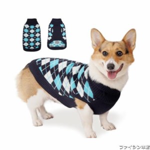 ThinkPet 中型犬用セーター - 犬用クリスマスセーター 中型犬用 女の子 男の子 - 犬用服 ニット 暖かい 柔らかい 寒い季節用 (ブルー＆ホ