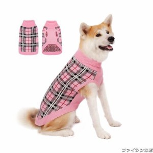 ThinkPet 大型犬用セーター - 大型犬用犬用クリスマスセーター 女の子 男の子 - 犬用服 ニット 暖かい 柔らかい 寒い季節用 (千鳥格子ピ