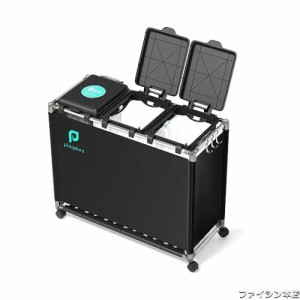 ゴミ袋ホルダー 3分別*30L ゴミ箱 ふた付き レジ袋を隠すゴミ袋スタンド 90L大容量 キャスター付きダストボックス 目隠しダストワゴン ス