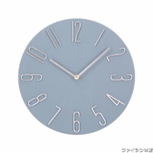 掛け時計 電波 静音 北欧 おしゃれ 壁掛け時計 時計 壁掛け 見やすい 30cm 夜間秒針停止 シンプル (ブルーグレイ)