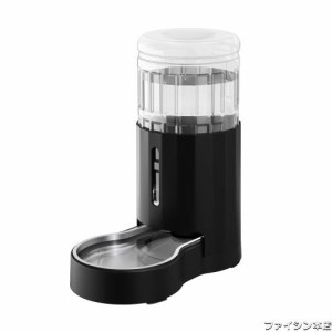 JUNSPOW 7L 大容量ペット給水器 ステンレスボール付き 自動給水器 水飲み器 留守対応 ブラック 多頭飼い 中型小型犬猫用 ペットボトル