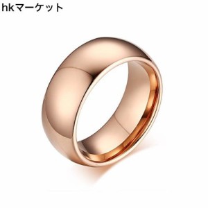 [Rockyu] ジュエリー アクセサリー タングステンリング ローズゴールド メンズ レディース シンプル 指輪 8mm (ピンクゴールド, 15)