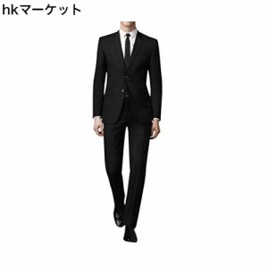 [YFFUSHI] スーツ メンズ 上下セット 二つボタン 黒 紺 灰色 スリム XS-2XL 3色