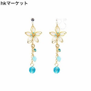 ONNFMH イヤリング ノンホールピアス 18ｋ メッキ 花 揺れる 和風 レディース 人気 (イエロー 樹脂 イヤリング)