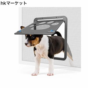 PETLESO猫ドア ペット用網戸ドア 網戸用ドア 猫用小中型犬用自由に出入の口 ロック可能のペットドア、24×29cm