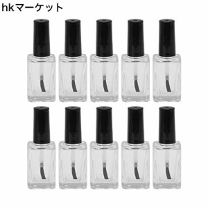 Diystyle 10個入 15mlマニキュアボトル 空ボトル 小分けボトル 詰め替え 化粧品収納 旅行用品 ガラス ブラック