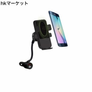 XBERSTAR Qi ワイヤレス充電器 カーチャージャー シガーソケット 車載ホルダー 2USBポート 電圧計付For Samsung Galaxy S9/S9+/S8/S7など