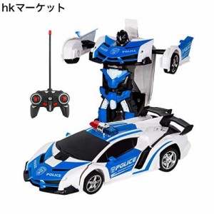 多機能ロボットおもちゃ ラジコンロボット RCカー おもちゃの車 ロボットに変換 安定性高い 耐衝撃 子供おもちゃ 贈り物 (警察の車)