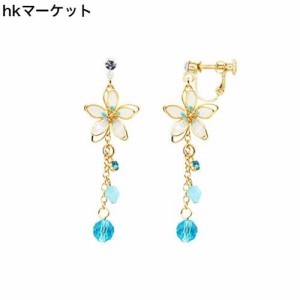 ONNFMH イヤリング ノンホールピアス 18ｋ メッキ 花 揺れる 和風 レディース 人気 (イエロー ネジ イヤリング)