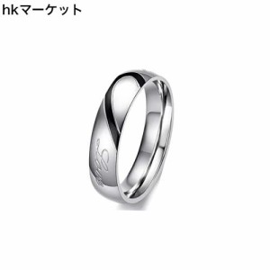 [Rockyu] ブランド 人気 ペアリング ステンレス シンプル シルバー ブラック 結婚指輪 (18K印, 18)