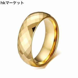 [Rockyu] ブランド タングステン リング メンズ ゴールド 指輪 多面カット おしゃれ 幅広 (24)
