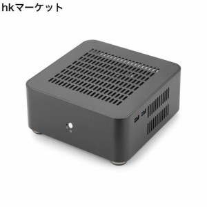 RGEEK PCケース デスクトップ すべてのアルミニウム コンピュータの小型PCケース (80MM, 黒(穴を開ける))