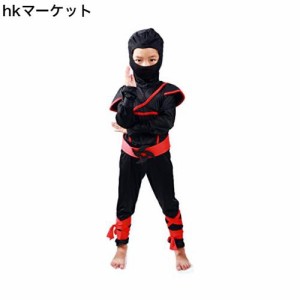 [WBooo] 子供用 忍者 コスチューム サムライ戦士 コスプレ衣装 侍 マスク忍者 ハロウィン仮装 キッズ用 黒 L