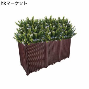 BAOYOUNI 組み立て簡単ガーデンボックス プランターボックスプラスチック鉢植え入れ花 植物 栽培ブラウン 鉢用品 大型プランター 莱園キ