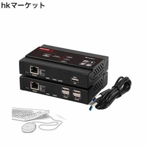 TreasLin 140m HDMI KVM エクステンダー 延長機器 HDMI to LAN HDCP 4K 1080P 対応 ディスプレイ CAT5E CAT6 CAT6e LANケーブル KVM USB 