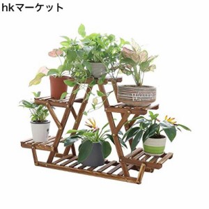 KRW フラワースタンド 木製 ガーデンラック 4段 ガーデニング 棚 高さ58cm プランター スタンド 花台 植木鉢 台 盆栽 園芸 ラック 屋外/