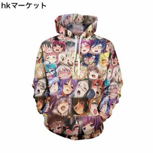 アヘ顔 服 パーカー コスプレ 衣装 ahegao パーカー hoodie 男女兼用 パーカー パロディ アニメ モノトーン グラフィック V系ファッショ