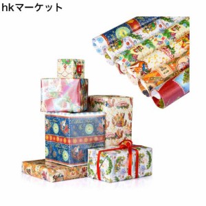 Kesote クリスマス 包装紙 18枚ロール ラッピングペーパー 70x50？ ラッピング用品 レーザー クラシック クリスマスギフト サンタクロー