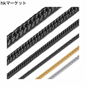 [ChainsHouse] ダブル喜平 ネックレス チェーン メンズ 人気 ステンレスチェーン 黒 ブラック 錆びない 長さ46cm 幅6mm