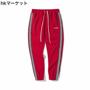 Hikker-link トラックパンツ ジョガーパンツ ラインパンツ テーパード スウェットパンツ HL349RED