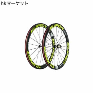 Superteamカーボンホイール50mmクリンチャー700cバイクホイール1ペア (蛍光イエロー)