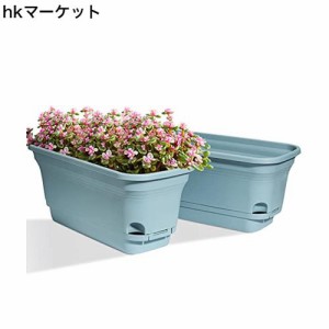 T4U 40cm プラスチック製 植木鉢 底面給水鉢 長方形 自己給水 プランター 大型 フラワーポット 多肉植物 観葉植物 ハーブ サボテン 花栽