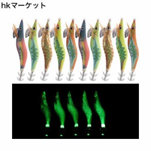 AGOOL エギセット 夜光 エギルアー タコエギ イカ釣り エギング釣り専用 タコエギ 餌木セット 爆色セット 強蛍光模様 10本 2.5号