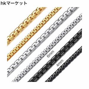 [ChainsHouse] サージカルステンレス メンズ ネックレス チェーンのみ ブラック 黒 錆びない シンプル 長さ35+5cm 幅4mm