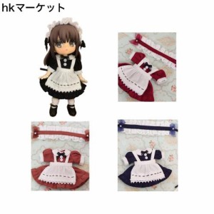 rakulifey オビツ11衣装 ワンピース オビツ11服 メイド服 髪飾り付き オビツドール11ｃm用 ４色 (ブラック)