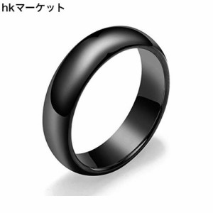 [Rockyu] タングステン指輪 メンズ リング ブラック 4mm 6mm 甲丸 耐久性に ブランド 婚約 結婚 ゆびわ プレゼント(黒-幅6mm, 16)