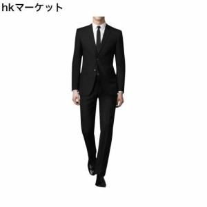 [YFFUSHI] スーツ メンズ 上下セット 二つボタン ビジネススーツ スリム 黒 グレー ネイビー 大きいサイズ S-4XL 3色