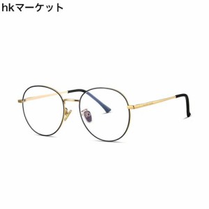 WADOG 伊達眼鏡 ブルーライトカット メガネ 度なし 小顔効果 丸メガネ PCメガネ 軽量 輻射防止 視力保護 めがね 大きいサイズの丸メガネ 