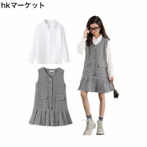 [VIISEN] 女の子 子供服 キッズ服 可愛い 長袖 Tシャツ ワンピース 2点セット ジュニア ガールズ ワンピース おしゃれ カジュアル 洋服 