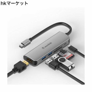 WAVLINK USBハブ/ミニドッキングステーション/4K HDMI出力/PD 65W充電/6-in-1（2xUSB3.0/1xHDMI/1xType C (充電)1xSD/1xMicro SD カード