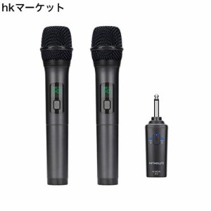 Kithouse K380Aワイヤレスマイク Bluetoothカラオケマイク 2本セット LED ディスプレイ 電池式 UHF 10チャンネル ダイナミックマイク 6.3