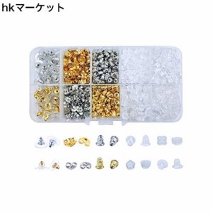 ESBAET 1080pcs ピアス キャッチ イヤリングバック 透明シリコンキャッチ 丸皿ピアス 留め具 固定ゴム 花形 透明 樹脂キャッチ シリコン