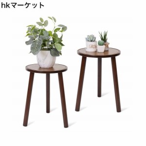 unho 花台 2個セット フラワースタンド 竹製 鉢 スタンド サイドテーブル 丸型 植物 植木鉢 台 プランタースタンド 室内 屋外 おしゃれ 