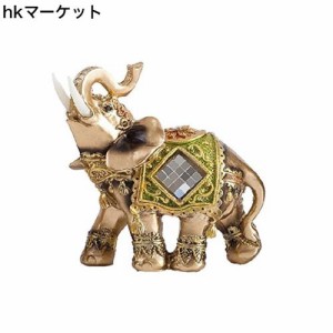 象 置物 ゾウ 象の彫刻 かわいい 動物 オブジェ 風水グッズ インテリア 玄関 装飾品 贈り物 (M, グリーン)