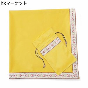 Kuai タロットクロス パステルカラー 68×68cm 2点セット ベルベット ポーチ付 タロット カード 占い 鑑定 厚手 (ゴールド+ピンクリボン,