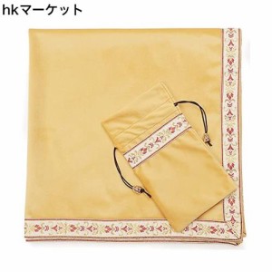 Kuai タロットクロス パステルカラー 68×68cm 2点セット ベルベット ポーチ付 タロット カード 占い 鑑定 厚手 (ベージュ+ピンクリボン,