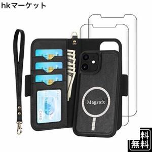 Skycase iPhone12ケース iPhone12Pro ケース 6.1インチ [MagSafe対応] 手帳型ケース+【2枚強化ガラス】背面ケース 両用 2way 分離式 取り