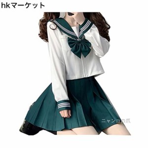 [ニャンコ] の爪 セーラー服 長袖 グレー 白い コスプレ JK制服 蝶結び付き 4点セット コスプレ衣装 女子高校生 制服 (ミニスカートのセ