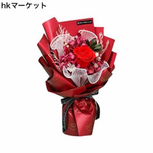 花ブーケ 花束 メーセージカード付き 手提げ袋付き プリザーブドフラワー バラ ローズ 可愛い 薔薇 コットン 花 ブリザードフラワー おし
