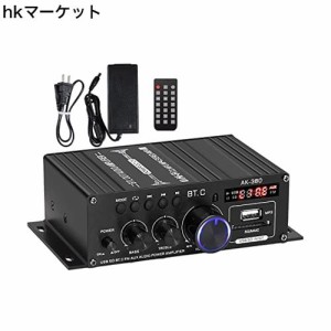 アンプ 40W X 2チャンネル Bluetooth5.0 パワーアンプ USB/SDカード再生可HI-FI 高低音 ステレオ オーディオアンプ ベ リモコン付き(12V 