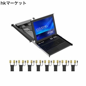 MT-VIKI LCD ラックマウント KVM コンソール KVM VGA スイッチ 8ポート 1U 17インチモニター LCD KVMドロワー USB VGAケーブル8本 付き